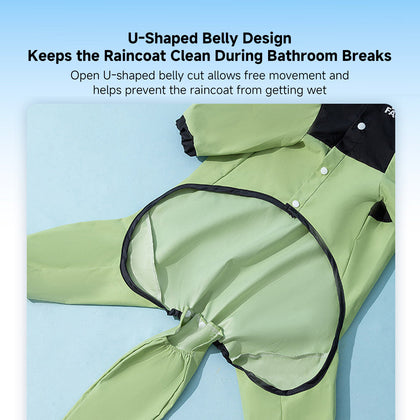 Breathable Large Dog Raincoat with Visor - U-Belly, 15000mm Waterproof, 3XL-8XL (25-88 lbs) | Traverseon