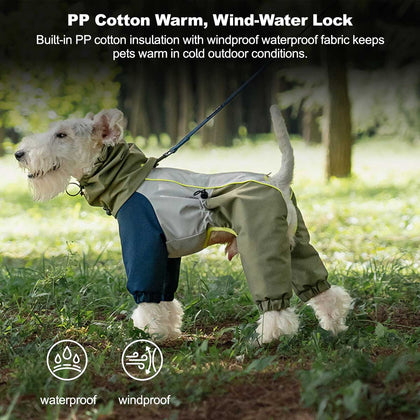 4-Leg Pet Outdoor Jacket, 3-in-1 Waterproof Windproof Reflective Warm Coat | Traverseon