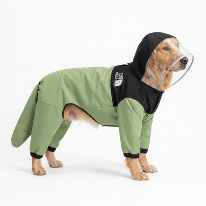 Breathable Large Dog Raincoat with Visor - U-Belly, 15000mm Waterproof, 3XL-8XL (25-88 lbs) | Traverseon